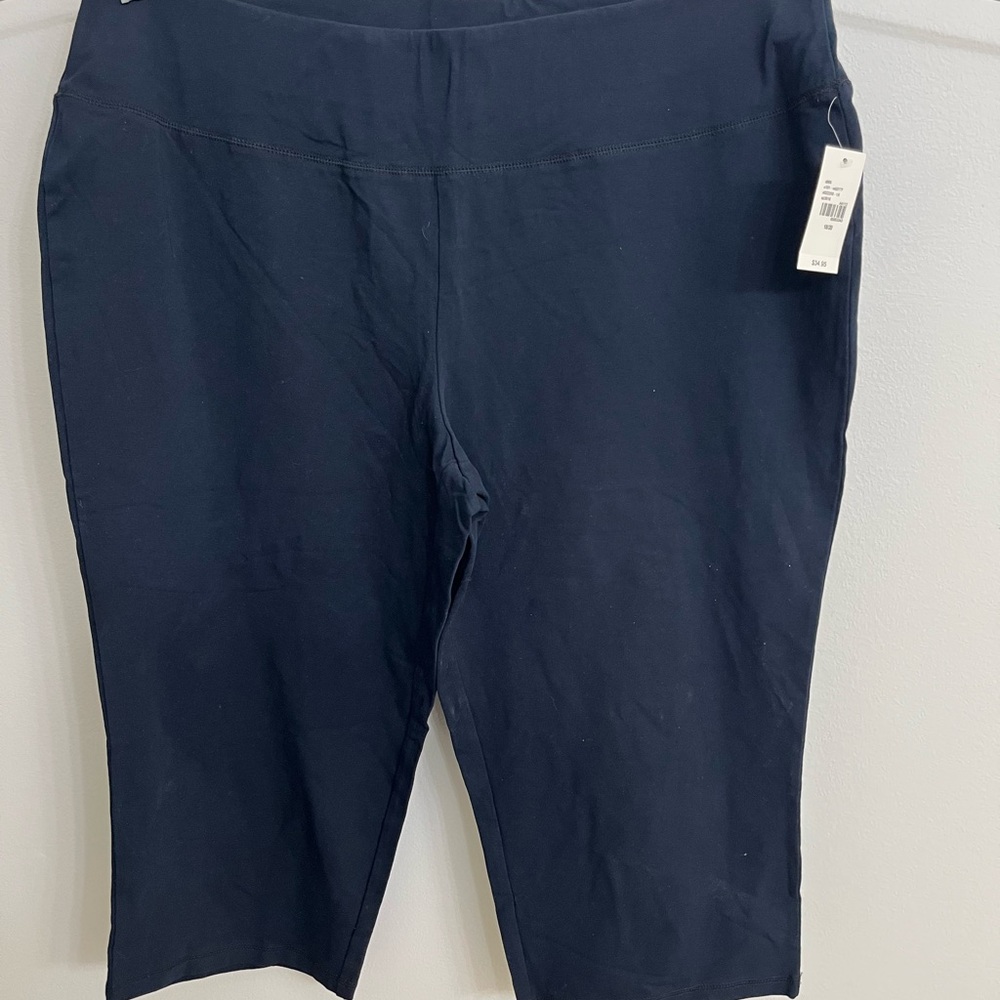 NWT Lane Bryant Size 18/20 Black Crop CasualWorkout Pull-On Capri Pants